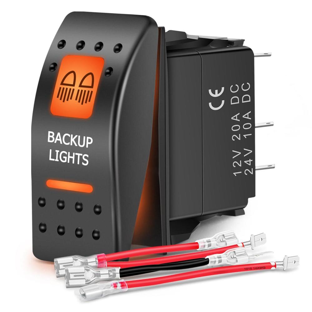 image:imageNilight UTV Reverse Lights Rocker Switch On Off 5 PIN SPST LED Light Bar Switches with Orange Backlit 12V 24V Toggle with Jumper Wires Set for ATVs UTVs Cars Trucks RVsBackup Lights 5PIN