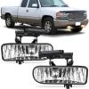 Nilight Fog Light Assembly Compatible with 1999 2000 2001 2002 GMC Sierra 1500 2500 2001-2002 Sierra 1500HD 2500HD 3500 2000-2006 Yukon Clear Lens(Sierra 1999-2002 Clear)