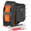 Nilight UTV Reverse Lights Rocker Switch On Off 5 PIN SPST LED Light Bar Switches with Orange Backlit 12V 24V Toggle with Jumper Wires Set for ATVs UTVs Cars Trucks RVs(High Low Beam 6PIN)