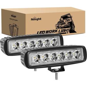 Nilight 6 Inch Purple LED Light Pods 2 PCS 60W Flood Spot Combo Beam Off Road Driving Decoration Neon Hunting Lighting for 12V 24V ATV UTV Pickup Truck Tractor(White Lights Black House)