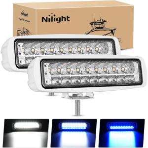 Nilight 6 Inch Purple LED Light Pods 2 PCS 60W Flood Spot Combo Beam Off Road Driving Decoration Neon Hunting Lighting for 12V 24V ATV UTV Pickup Truck Tractor(White/Blue 2Pcs)