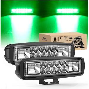 Nilight 6 Inch Purple LED Light Pods 2 PCS 60W Flood Spot Combo Beam Off Road Driving Decoration Neon Hunting Lighting for 12V 24V ATV UTV Pickup Truck Tractor(60W Led Pods 2Pcs Green)