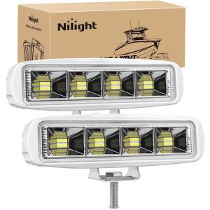Nilight 6 Inch Purple LED Light Pods 2 PCS 60W Flood Spot Combo Beam Off Road Driving Decoration Neon Hunting Lighting for 12V 24V ATV UTV Pickup Truck Tractor(White Lights White House 72W)