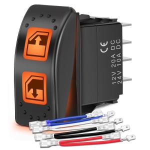 Nilight UTV Reverse Lights Rocker Switch On Off 5 PIN SPST LED Light Bar Switches with Orange Backlit 12V 24V Toggle with Jumper Wires Set for ATVs UTVs Cars Trucks RVs(Power Window 8PIN)
