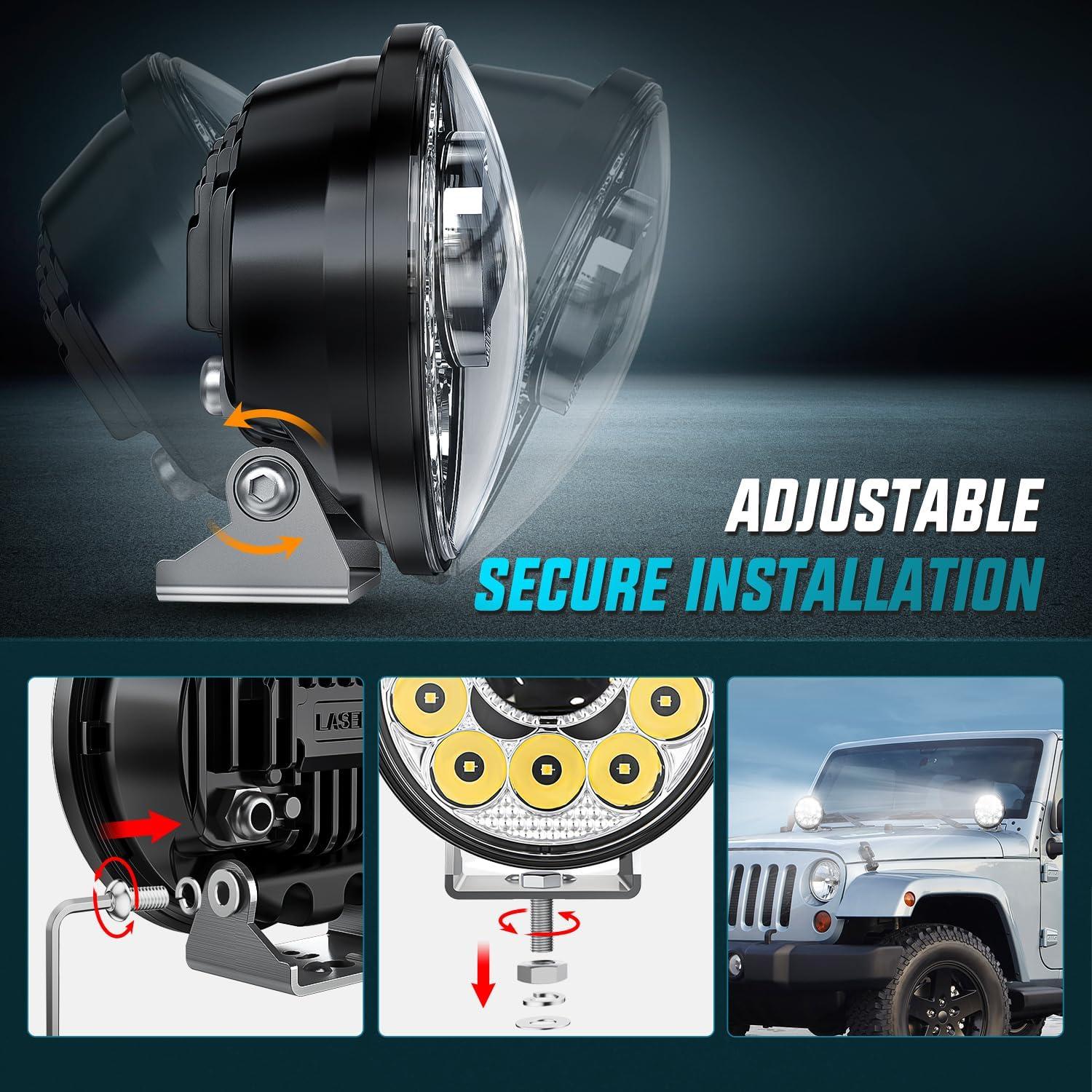 image:imageNilight Led Offroad Lights 2PCS 4Inch 10LED Round Driving Light Spot White Beam Super Bright with 16AWG Wiring Harness Kit for Truck Pickup SUV ATV UTV Motorcycle 4x4 Car575Inch 12Led Light Pods Wiring Kit