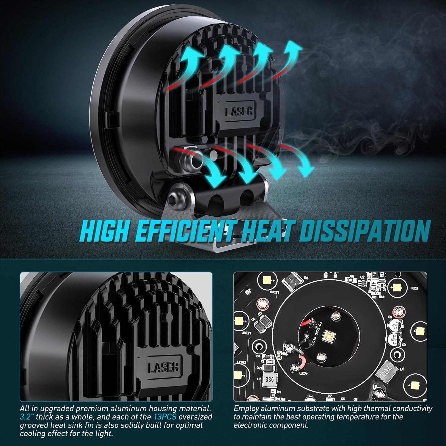 image:imageNilight Led Offroad Lights 2PCS 4Inch 10LED Round Driving Light Spot White Beam Super Bright with 16AWG Wiring Harness Kit for Truck Pickup SUV ATV UTV Motorcycle 4x4 Car575Inch 12Led Light Pods Wiring Kit