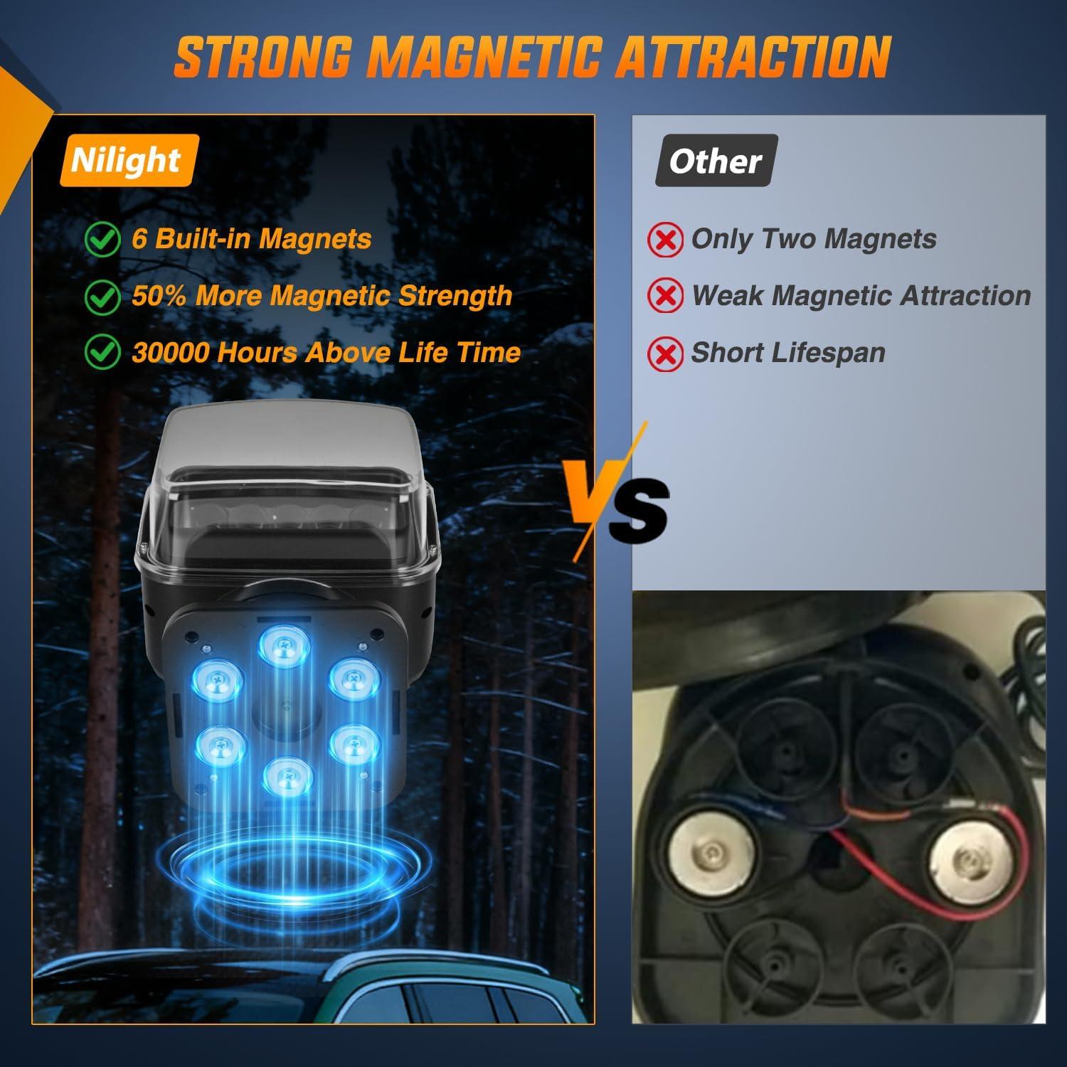 image:imageNilight Magnetic Marine Boat Light Remote Control LED Spotlight 50W 4800LM 12V24V 360 Rotating for Yachts Truck SUV UTV Tractors Offroad Hunting Search