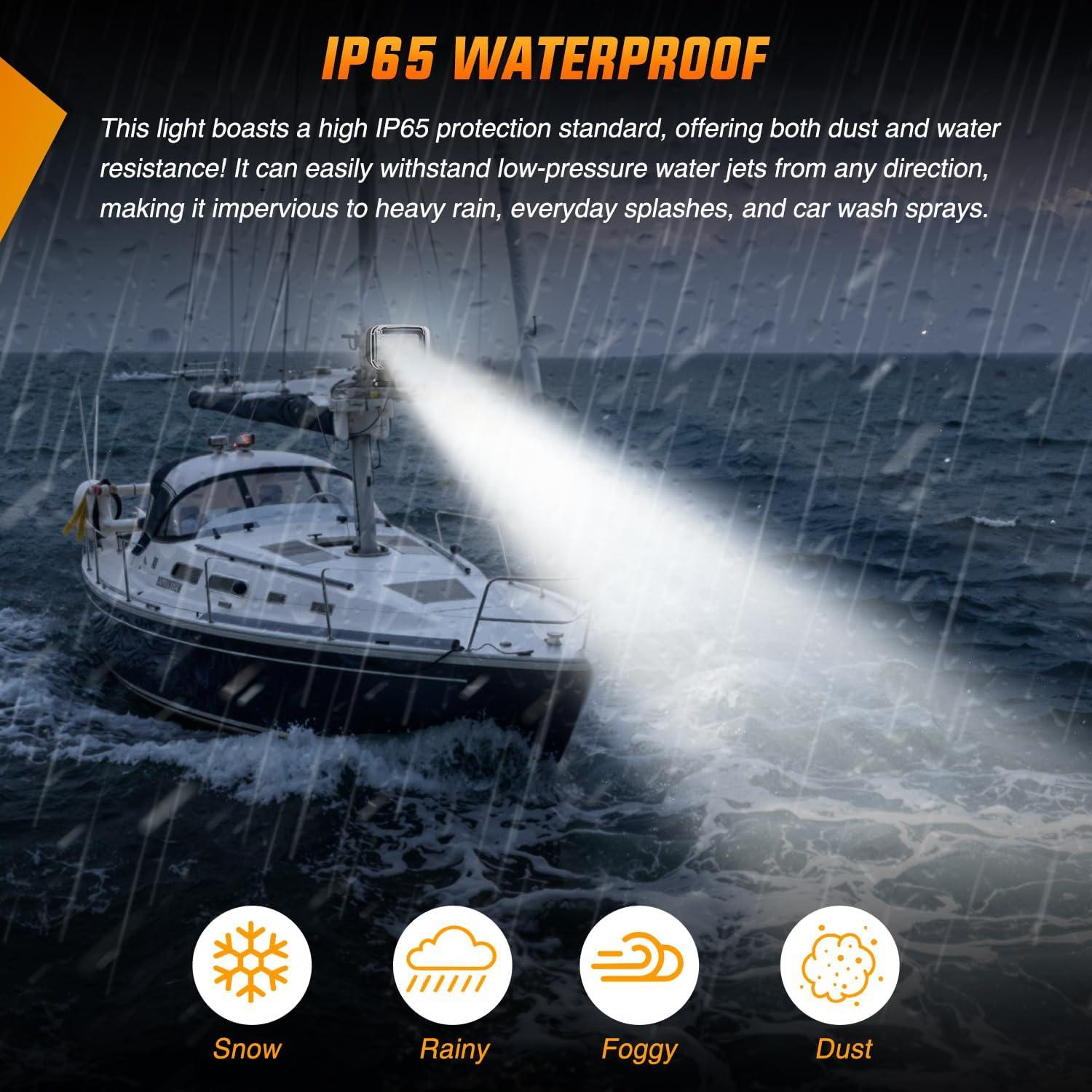 image:imageNilight Magnetic Marine Boat Light Remote Control LED Spotlight 50W 4800LM 12V24V 360 Rotating for Yachts Truck SUV UTV Tractors Offroad Hunting Search