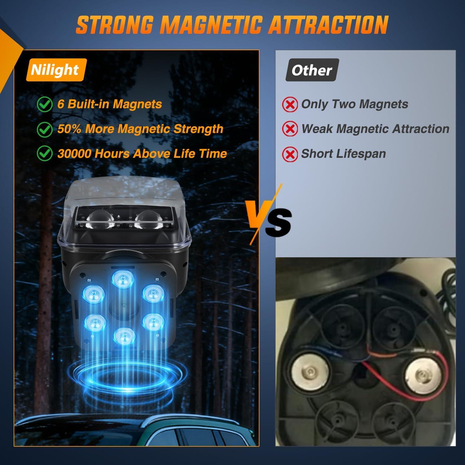 image:imageNilight Magnetic Marine Boat Light Remote Control LED Spotlight 60W 5000LM 12V24V 360 Rotating for Yachts Truck SUV UTV Tractors Offroad Hunting Search