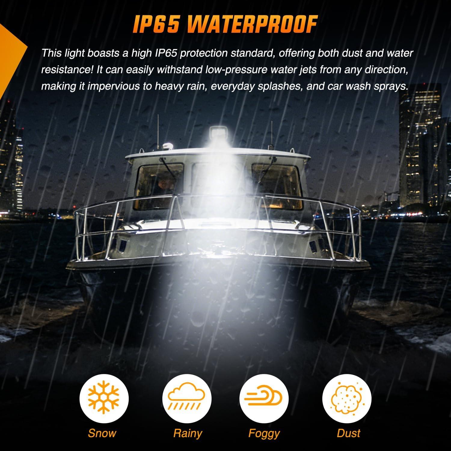 image:imageNilight Magnetic Marine Boat Light Remote Control LED Spotlight 60W 5000LM 12V24V 360 Rotating for Yachts Truck SUV UTV Tractors Offroad Hunting Search