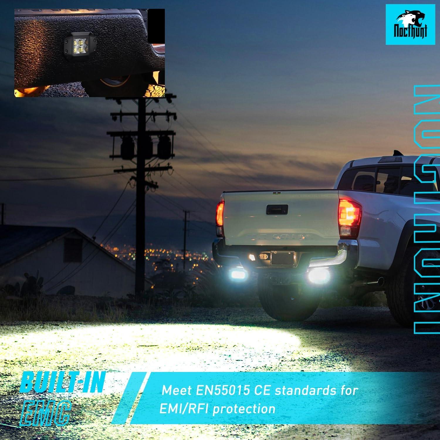 image:imageNilight Motorcycle LED Pods 2 PCS 45 Inch 30 W Flood Beam Square Driving Work Offroad Side Ditch Lights Builtin EMC for Tractor Truck Motorbike Boat ATV47Inch 4Led Flush Mount Light