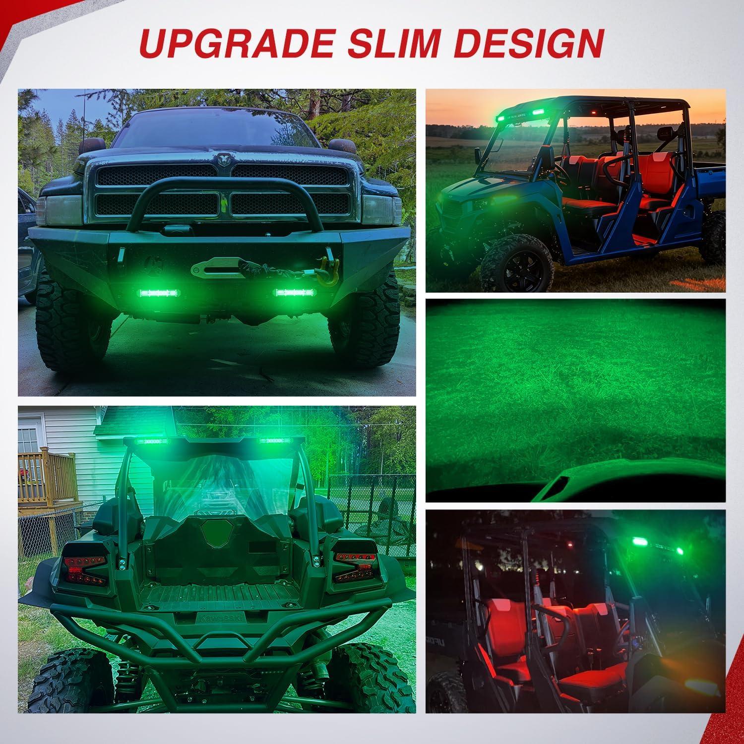 image:imageNilight Slim LED Light Bar 2Pcs 7 Inch 16LED Single Row Spot Flood Combo Blue Off Road Driving Fog Fishing Hunting Emergency Safety Signal Lighting for 12V 24V ATV UTV Pickup Truck Tractor BoatGreen 7Inch 16LED 2Pcs