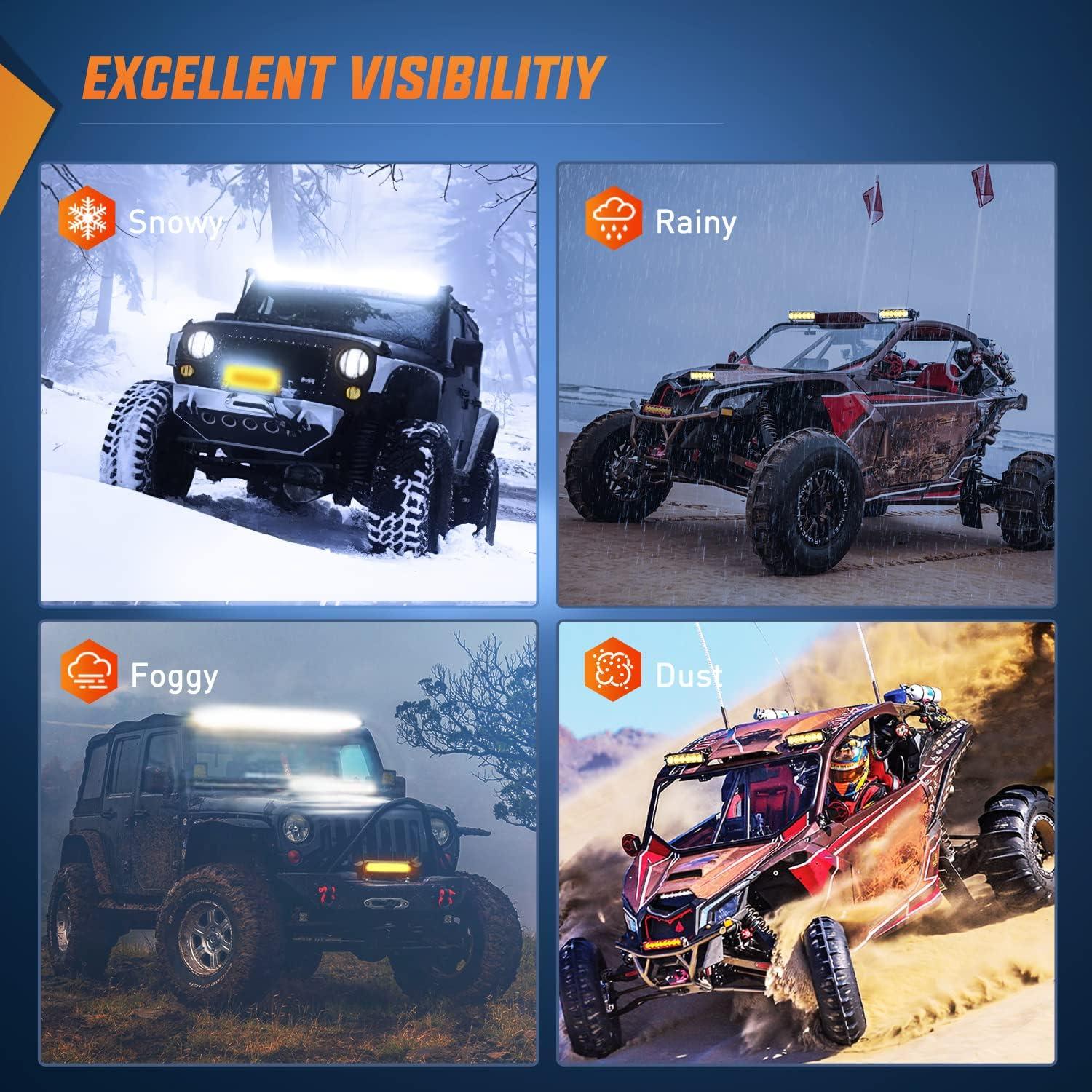 image:imageNilight Slim LED Light Bar 2Pcs 7 Inch 16LED Single Row Spot Flood Combo Blue Off Road Driving Fog Fishing Hunting Emergency Safety Signal Lighting for 12V 24V ATV UTV Pickup Truck Tractor BoatAmber 30W Spot 3000LM