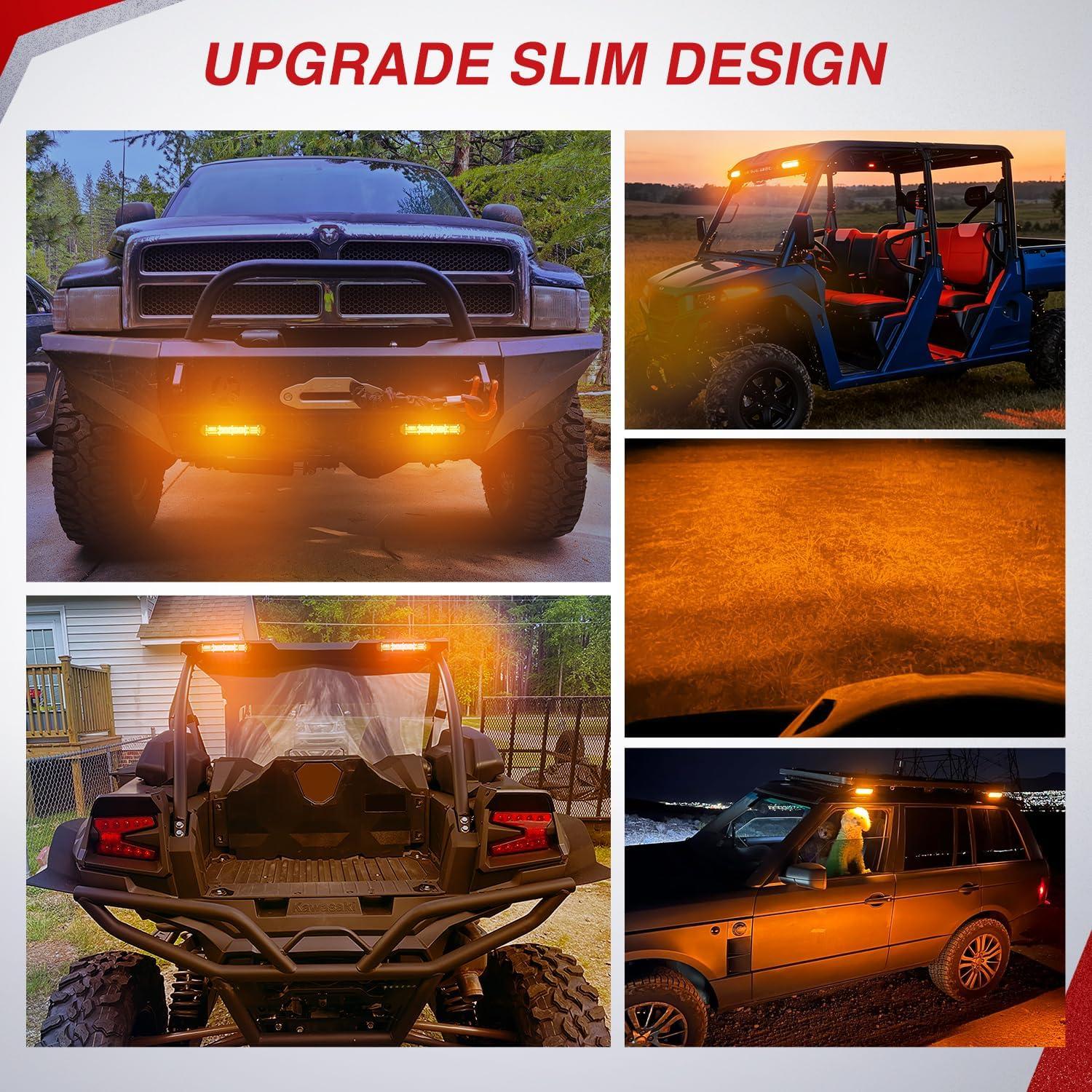 image:imageNilight Slim LED Light Bar 2Pcs 7 Inch 16LED Single Row Spot Flood Combo Blue Off Road Driving Fog Fishing Hunting Emergency Safety Signal Lighting for 12V 24V ATV UTV Pickup Truck Tractor BoatAmber 7Inch 16LED 2Pcs