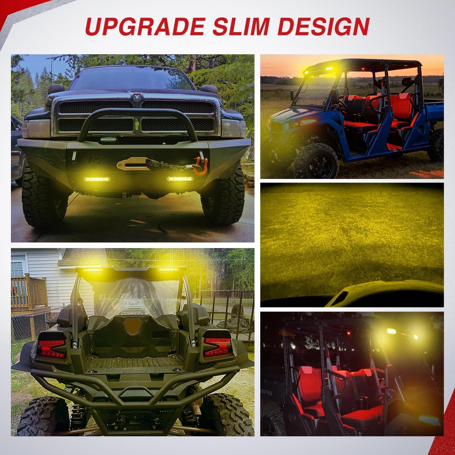 image:imageNilight Slim LED Light Bar 2Pcs 7 Inch 16LED Single Row Spot Flood Combo Blue Off Road Driving Fog Fishing Hunting Emergency Safety Signal Lighting for 12V 24V ATV UTV Pickup Truck Tractor BoatYellow 7Inch 16LED 2Pcs