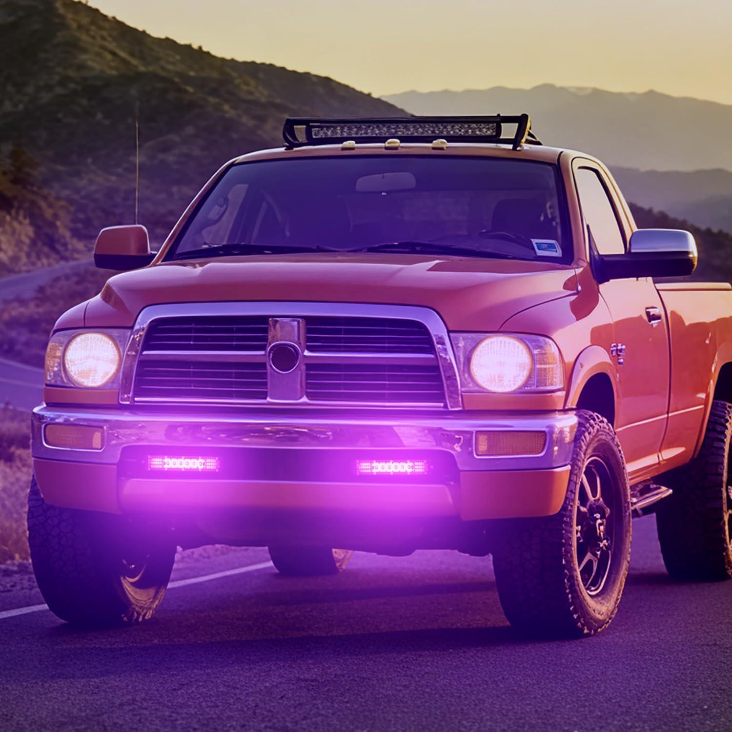 image:imageNilight Slim LED Light Bar 2Pcs 7 Inch 16LED Single Row Spot Flood Combo Blue Off Road Driving Fog Fishing Hunting Emergency Safety Signal Lighting for 12V 24V ATV UTV Pickup Truck Tractor BoatPurple 7Inch 16LED 2Pcs