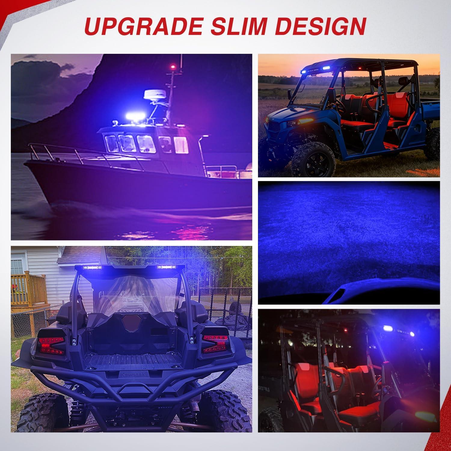 image:imageNilight Slim LED Light Bar 2Pcs 7 Inch 16LED Single Row Spot Flood Combo Blue Off Road Driving Fog Fishing Hunting Emergency Safety Signal Lighting for 12V 24V ATV UTV Pickup Truck Tractor BoatBlue 7Inch 16LED 2Pcs