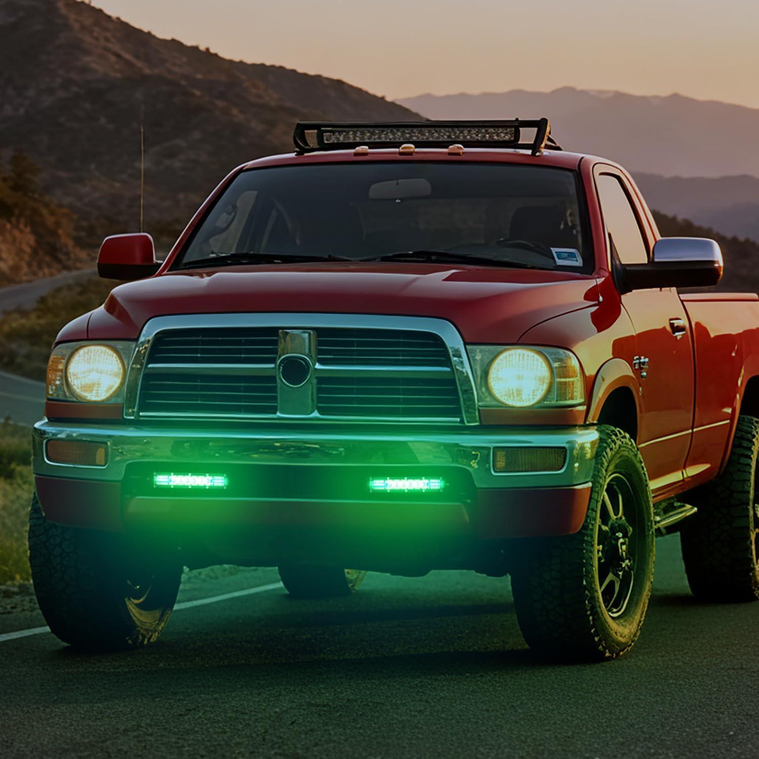 image:imageNilight Slim LED Light Bar 2Pcs 7 Inch 16LED Single Row Spot Flood Combo Blue Off Road Driving Fog Fishing Hunting Emergency Safety Signal Lighting for 12V 24V ATV UTV Pickup Truck Tractor BoatGreen 7Inch 16LED 2Pcs