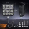 Nilight 2 PCS 4 Inch LED Pods Round 3370LM Built-in EMC 90°Flood Beam Angle Offroad Driving Lights Side Rear Back-Up Light for Tractor Truck Motorcycle Boat ATV UTV(2Pcs 4.4Inch Led Pods Square)