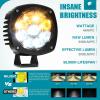 Nilight Led Offroad Lights 2PCS 4Inch 10LED Round Driving Light Spot White Beam Super Bright with 16AWG Wiring Harness Kit for Truck Pickup SUV ATV UTV Motorcycle 4×4 Car(Amber White 4Inch 9Led Light Pods +Wiring Kit)