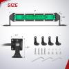 Nilight Slim LED Light Bar 2Pcs 7 Inch 16LED Single Row Spot Flood Combo Blue Off Road Driving Fog Fishing Hunting Emergency Safety Signal Lighting for 12V 24V ATV UTV Pickup Truck Tractor Boat(Green 7Inch 16LED 2Pcs)