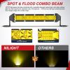 Nilight Slim LED Light Bar 2Pcs 7 Inch 16LED Single Row Spot Flood Combo Blue Off Road Driving Fog Fishing Hunting Emergency Safety Signal Lighting for 12V 24V ATV UTV Pickup Truck Tractor Boat(Yellow 7Inch 16LED 2Pcs)
