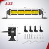 Nilight Slim LED Light Bar 2Pcs 7 Inch 16LED Single Row Spot Flood Combo Blue Off Road Driving Fog Fishing Hunting Emergency Safety Signal Lighting for 12V 24V ATV UTV Pickup Truck Tractor Boat(Yellow 7Inch 16LED 2Pcs)
