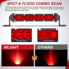Nilight Slim LED Light Bar 2Pcs 7 Inch 16LED Single Row Spot Flood Combo Blue Off Road Driving Fog Fishing Hunting Emergency Safety Signal Lighting for 12V 24V ATV UTV Pickup Truck Tractor Boat(Red 7Inch 16LED 2Pcs)