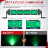 Nilight Slim LED Light Bar 2Pcs 7 Inch 16LED Single Row Spot Flood Combo Blue Off Road Driving Fog Fishing Hunting Emergency Safety Signal Lighting for 12V 24V ATV UTV Pickup Truck Tractor Boat(Green 7Inch 16LED 2Pcs)