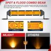 Nilight Slim LED Light Bar 2Pcs 7 Inch 16LED Single Row Spot Flood Combo Blue Off Road Driving Fog Fishing Hunting Emergency Safety Signal Lighting for 12V 24V ATV UTV Pickup Truck Tractor Boat(Amber 7Inch 16LED 2Pcs)