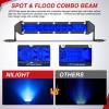 Nilight Slim LED Light Bar 2Pcs 7 Inch 16LED Single Row Spot Flood Combo Blue Off Road Driving Fog Fishing Hunting Emergency Safety Signal Lighting for 12V 24V ATV UTV Pickup Truck Tractor Boat(Blue 7Inch 16LED 2Pcs)