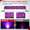 Nilight Slim LED Light Bar 2Pcs 7 Inch 16LED Single Row Spot Flood Combo Blue Off Road Driving Fog Fishing Hunting Emergency Safety Signal Lighting for 12V 24V ATV UTV Pickup Truck Tractor Boat(Purple 7Inch 16LED 2Pcs)