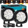 Nilight Led Offroad Lights 2PCS 4Inch 10LED Round Driving Light Spot White Beam Super Bright with 16AWG Wiring Harness Kit for Truck Pickup SUV ATV UTV Motorcycle 4×4 Car(Amber White 4Inch 9Led Light Pods +Wiring Kit)