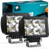 Nilight Motorcycle LED Pods 2 PCS 4.5 Inch 30 W Flood Beam Square Driving Work Offroad Side Ditch Lights Built-in EMC for Tractor Truck Motorbike Boat ATV(3.3Inch 6Led Light Pods)