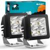 Nilight Motorcycle LED Pods 2 PCS 4.5 Inch 30 W Flood Beam Square Driving Work Offroad Side Ditch Lights Built-in EMC for Tractor Truck Motorbike Boat ATV(2Inch 4Led Light Pods)