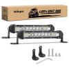 Nilight Slim LED Light Bar 2Pcs 7 Inch 16LED Single Row Spot Flood Combo Blue Off Road Driving Fog Fishing Hunting Emergency Safety Signal Lighting for 12V 24V ATV UTV Pickup Truck Tractor Boat(White Spot Flood Combo)