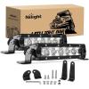 Nilight Slim LED Light Bar 2Pcs 7 Inch 16LED Single Row Spot Flood Combo Blue Off Road Driving Fog Fishing Hunting Emergency Safety Signal Lighting for 12V 24V ATV UTV Pickup Truck Tractor Boat(White 30W Spot 3600LM)