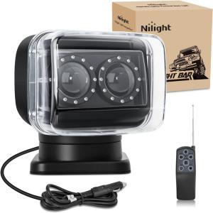 Nilight Magnetic Marine Boat Light Remote Control LED Spotlight 60W 5000LM 12V-24V 360° Rotating for Yachts Truck SUV UTV Tractors Offroad Hunting Search
