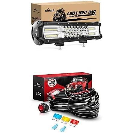 image:imageNilight LED Light Bar 15Inch 216W Spot Flood Combo Led Off Road Lights with 12V 14AWG Wiring Harness Kit1 Lead 2 Years Warranty