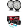 Nilight LED Light Bar 2PCS 4.5Inch 27W Flood Driving Fog Light With 12V 5Pin Rocker Switch 16AWG Wiring Harness Kit-2 Lead , 2 Years Warranty