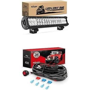 Nilight LED Light Bar 17Inch 108W Spot Flood Combo Led Off Road Lights with 12V 16AWG Wiring Harness Kit-2 Lead, 2 Years Warranty