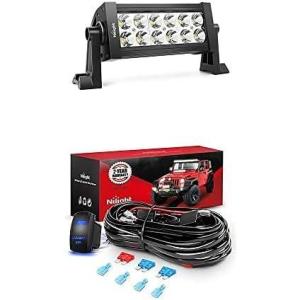 Nilight LED Light Bar 7Inch 36W Spot Led Off Road Lights with 12V 5Pin Rocker Switch 16AWG Wiring Harness Kit-2 Lead, 2 Years Warranty
