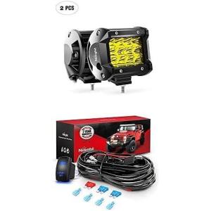 Nilight Led Pods 2PCS 3.6Inch 36W Amber Spot LED Light Bar Led Off Road Lights With 12V 5Pin Rocker Switch 16AWG Wiring Harness Kit-2 Lead, 2 Years Warranty