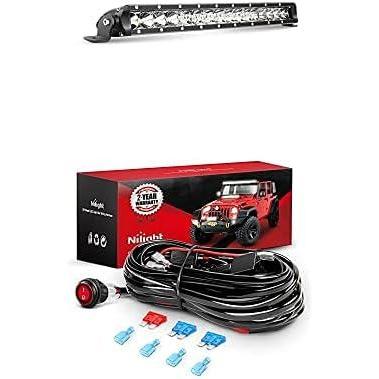 image:imageNilight LED Light Bar 17Inch 80W Spot Flood Combo Led Off Road Lights With 12V 16AWG Wiring Harness Kit2 Lead 2 Years Warranty