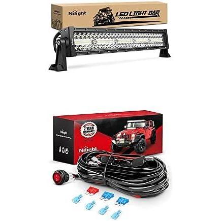 image:imageNilight LED Light Bar 22Inch 480W Spot Flood Combo Led Off Road Lights with 12V 16AWG Wiring Harness Kit2 Lead 2 Years Warranty