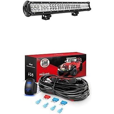 image:imageNilight LED Light Bar 25Inch 162W Spot Flood Combo Led Off Road Lights with 12V 5Pin Rocker Switch 16AWG Wiring Harness Kit2 Lead 2 Years Warranty