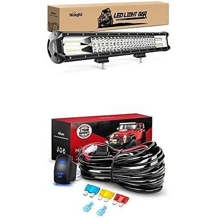 image:imageNilight LED Light Bar 26Inch 297W Spot Flood Combo Led Off Road Lights with 12V 5Pin Rocker Switch 14AWG Wiring Harness Kit1 Lead 2 Years Warranty