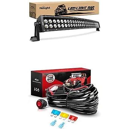 image:imageNilight LED Light Bar 32Inch 180W Curved Spot Flood Combo Led Off Road Lights with 12V 14AWG Wiring Harness Kit1 Lead 2 Years Warranty