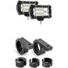 Nilight 2PCS 5Inch 72W Double Row 7200LM Flood LED Light Bar Fog Lights With Off-Road Light Mounting Bracket Horizontal Bar Tube Clamp, 2 Years Warranty