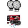 Nilight Led Pods 2PCS 27W Flood Light Bar LED Work Light Led Off Road Lights with 12V 16AWG Wiring Harness Kit-2 Lead, 2 Years Warranty